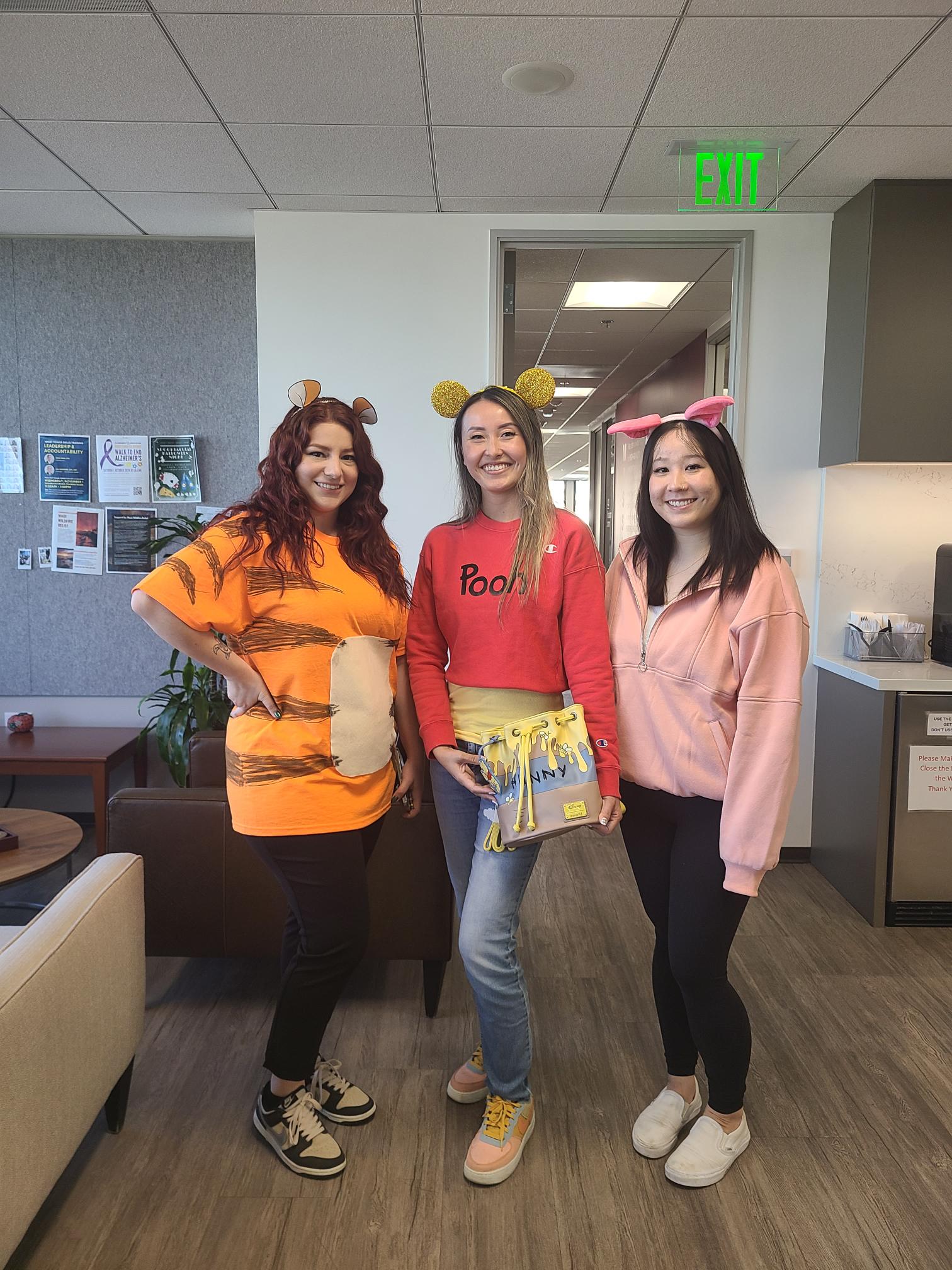 Mayra, Anna,& Kelley (KROST Marketing) as Tigger, Pooh, & Piglet