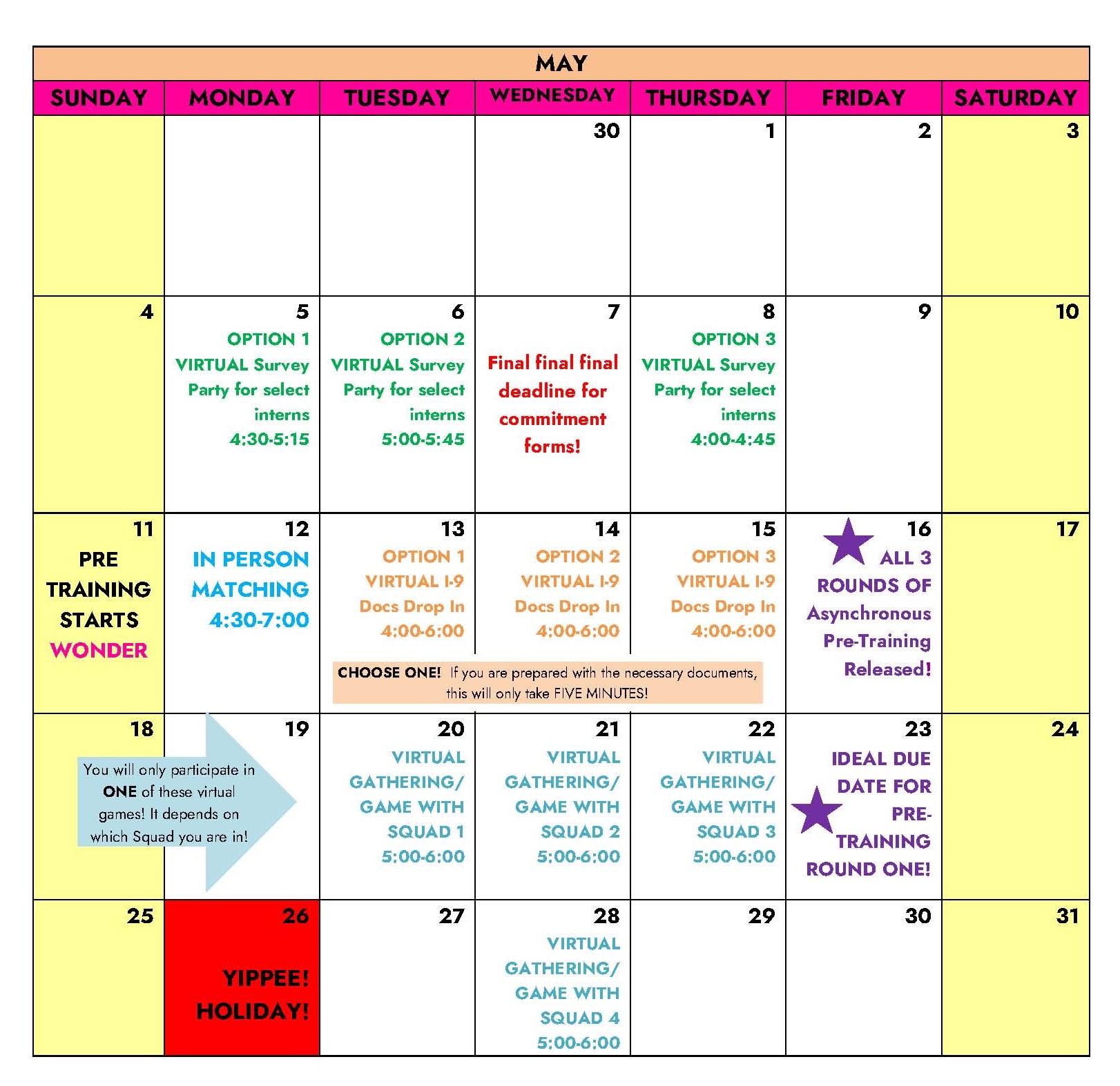 Calendar of May 2025