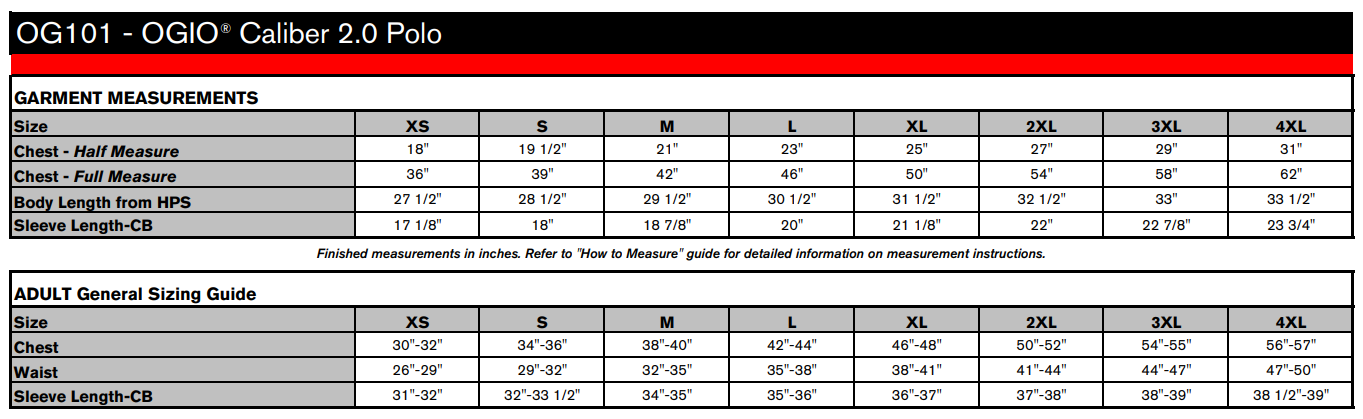 Men's Sizing Chart