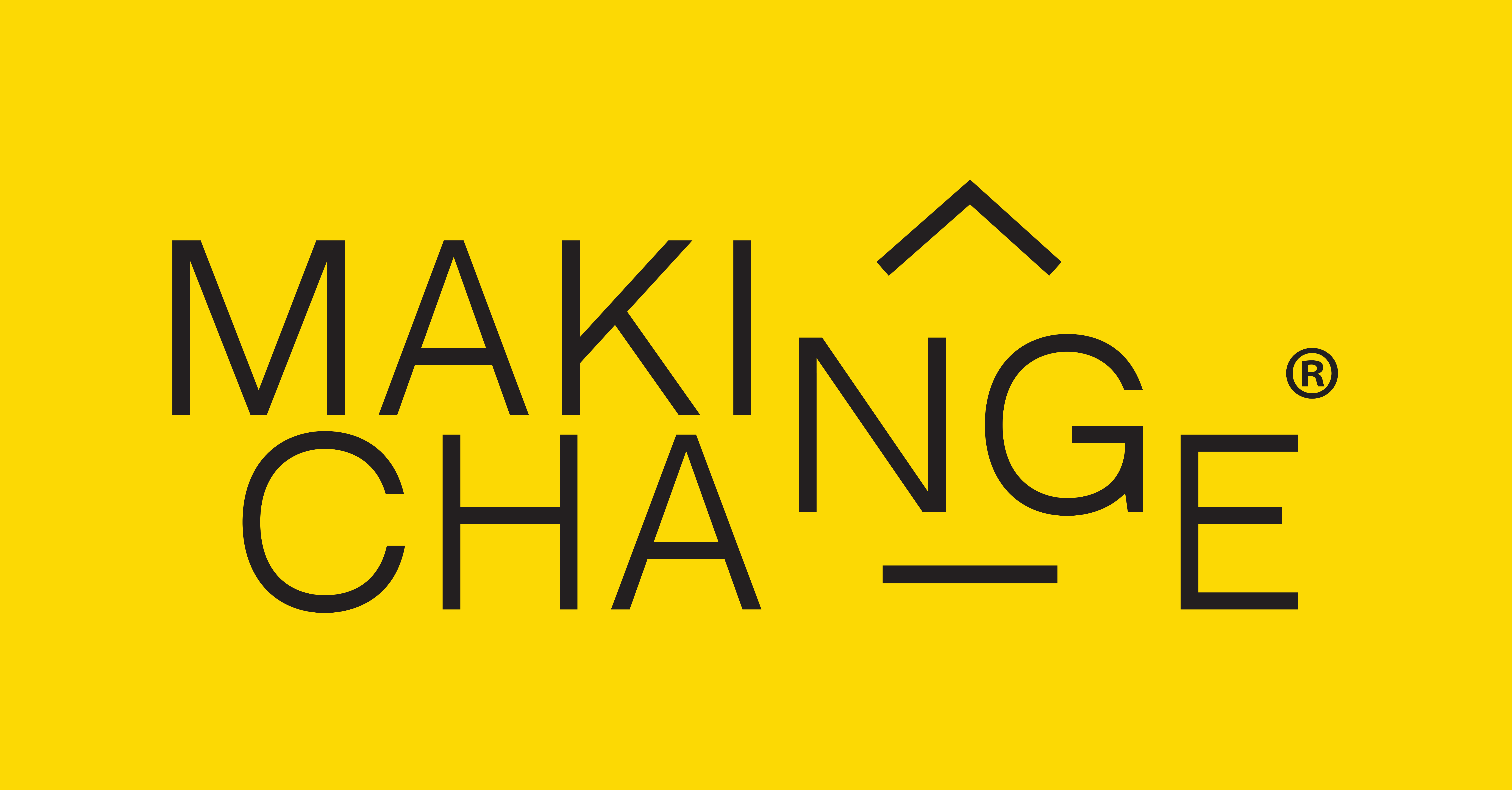 Making Change text logo black writing on yellow background