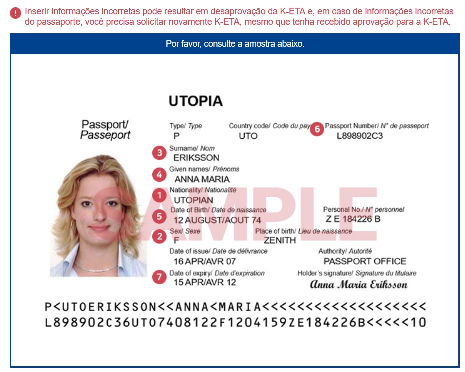 FormAssembly K-ETA exemplo de passaporte