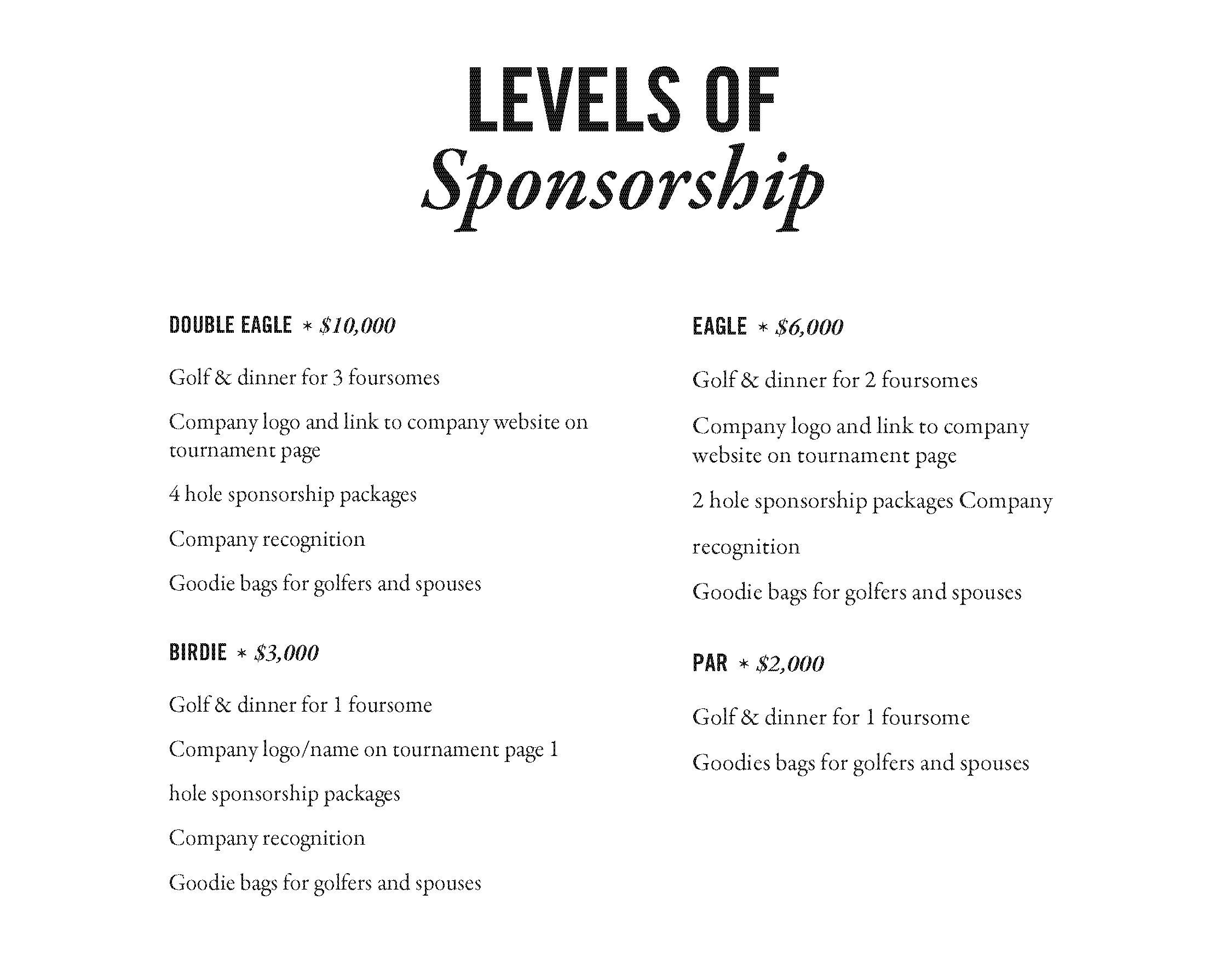 Sponsorship Levels