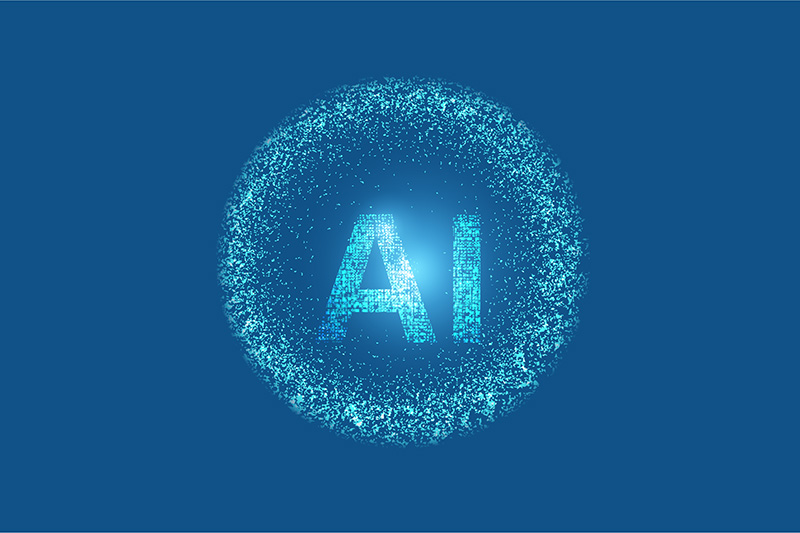 A visual of AI on a blue background