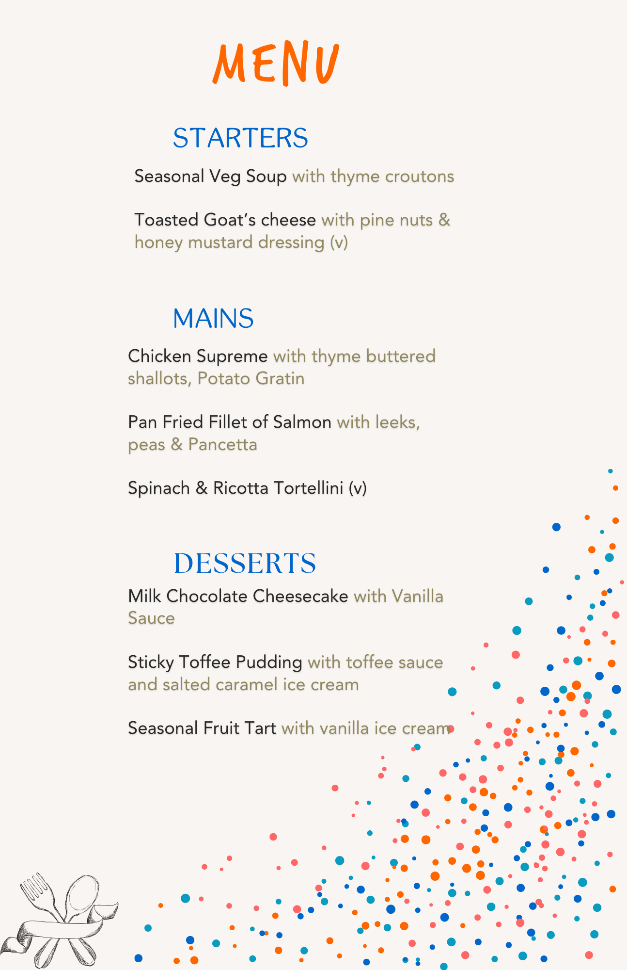 Marriott Hotel Menu 2023