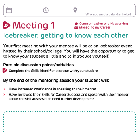 A screenshot of a meeting agenda in the mentor handbook