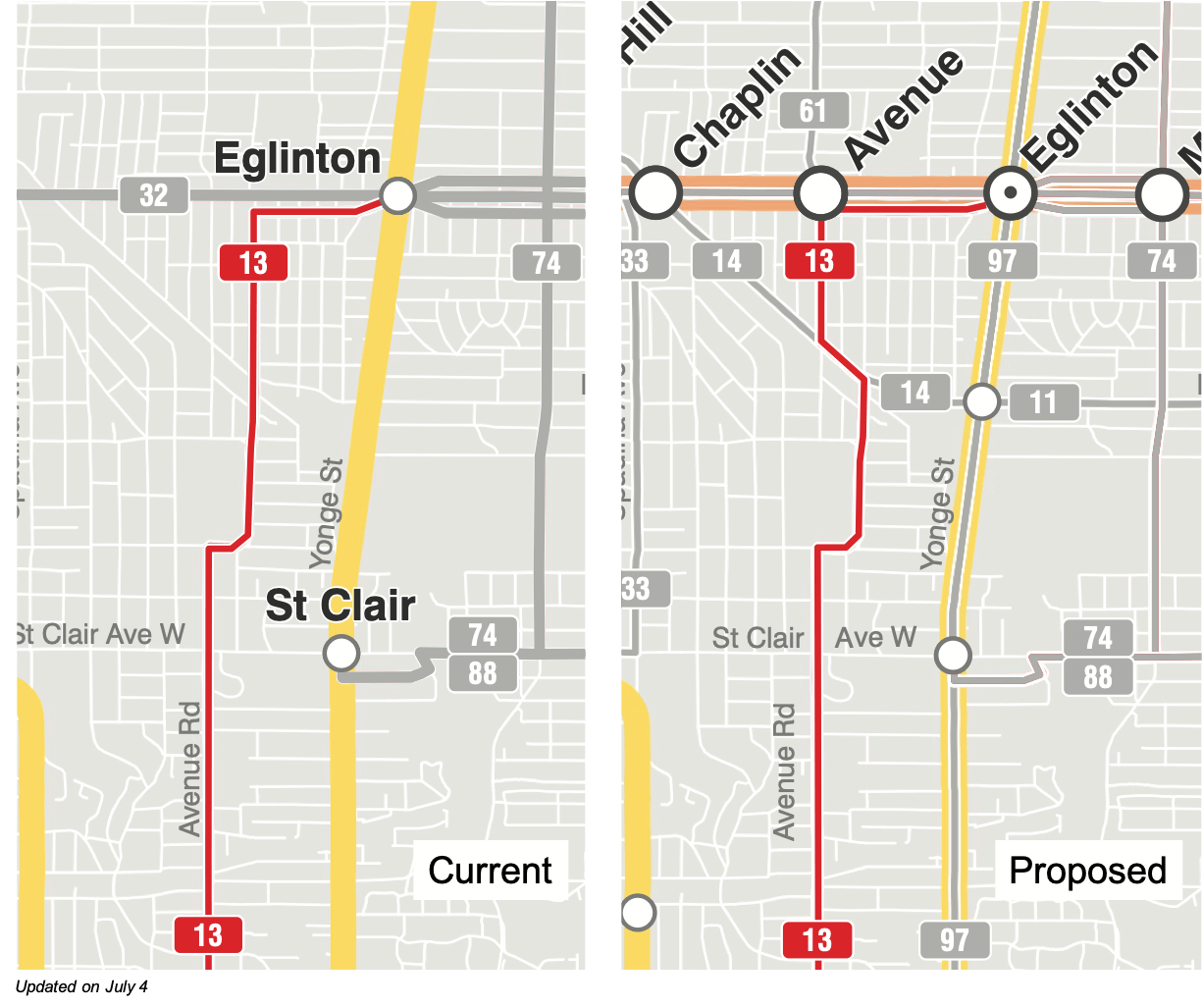 Updated map of 13 Avenue