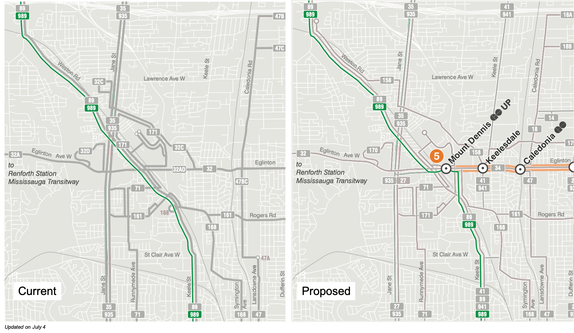 Updated map of 989 Weston Express