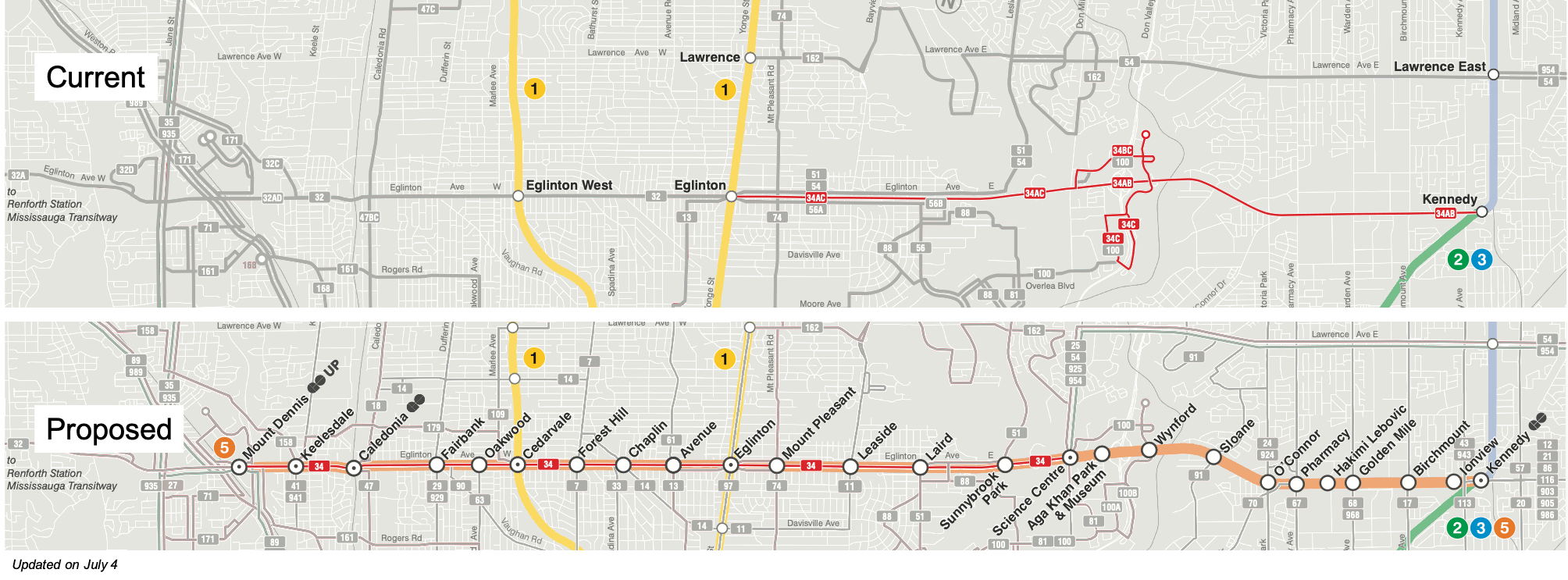 Updated map of 34 Eglinton