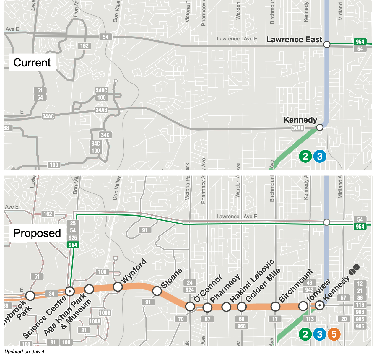 Updated map of 954 Lawrence East Express