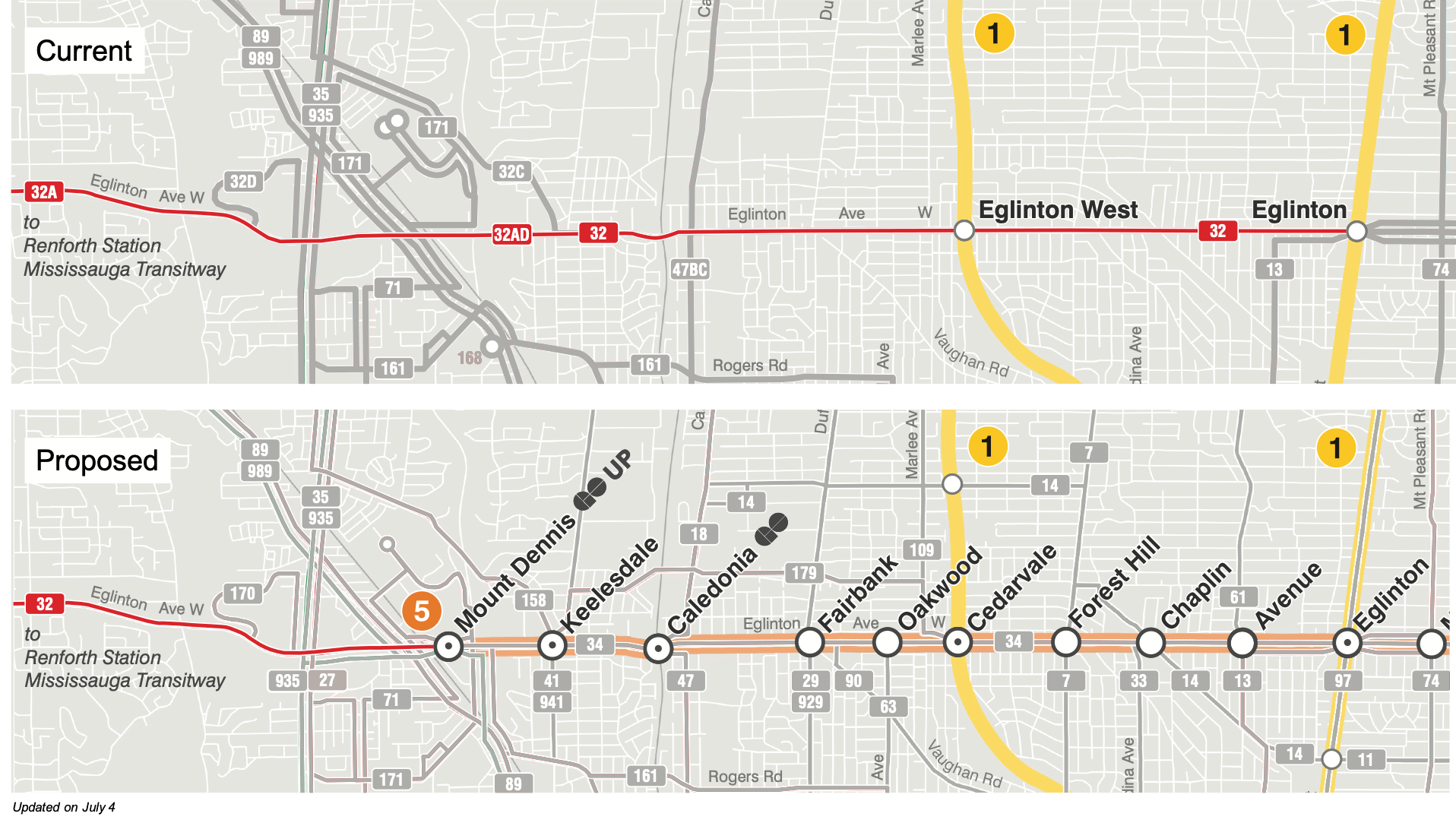 Updated map of 32 Eglinton West