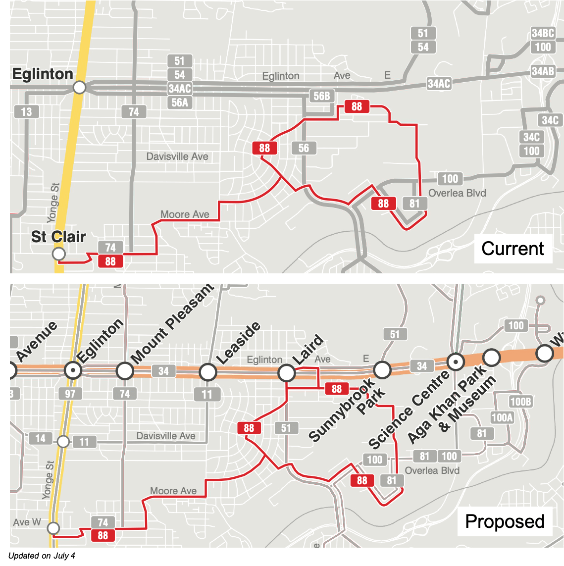 Updated map of 88 South Leaside