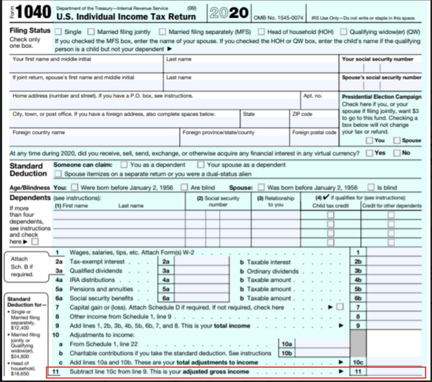 1040 Income Line