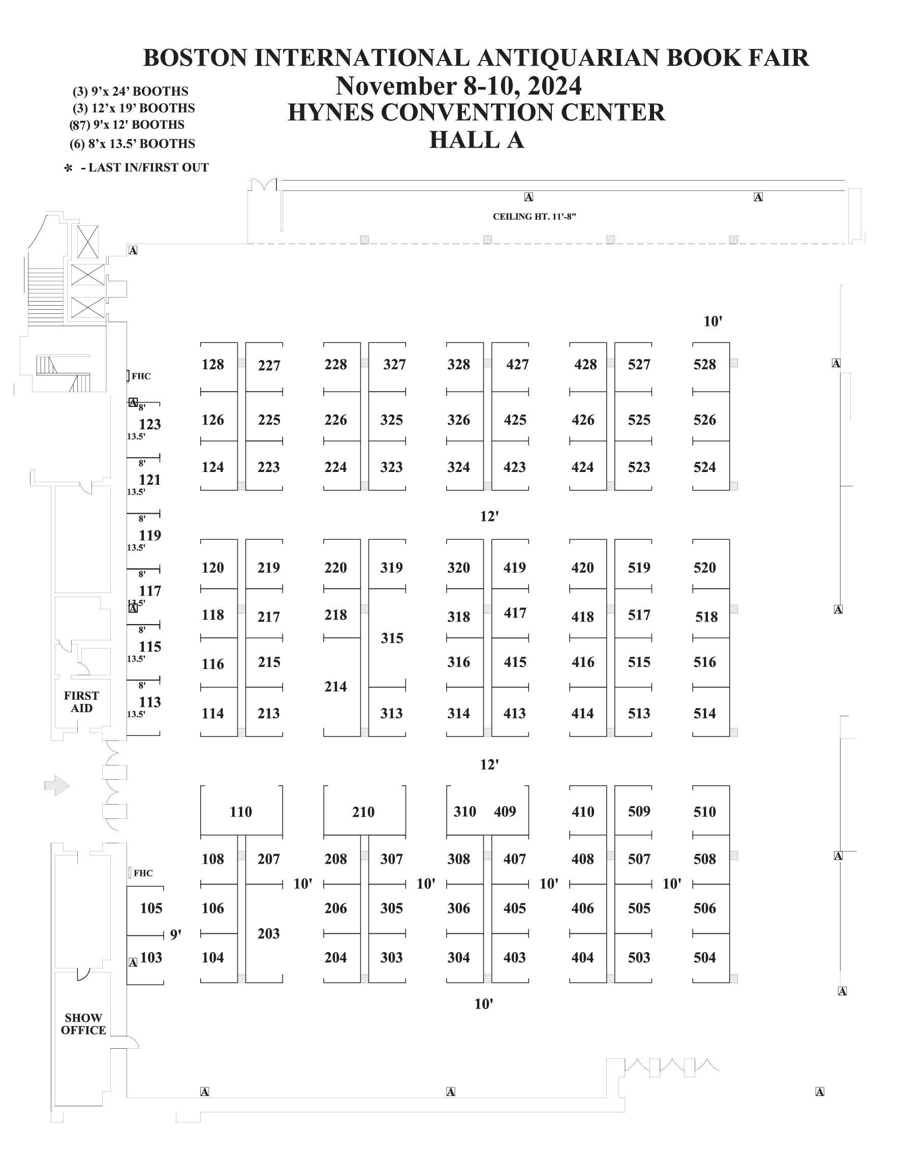 Hynes Convention Center Hall A Exhibitor Floor Plan