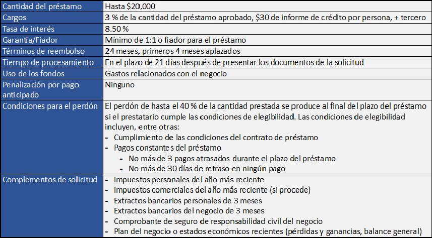 Table of loan details